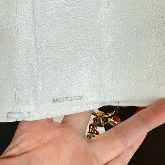 BALENCIAGA Graffiti leather compact wallet wristlet with keychain charm - Picture 9 of 14